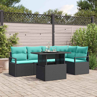Tuin Sofa Set 6 st 5-Aantal zitplaatsen Zwart en Blauw