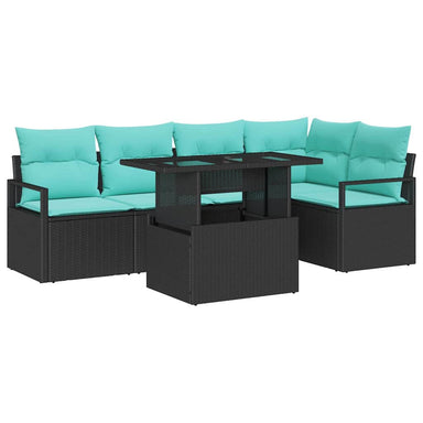 Tuin Sofa Set 6 st 5-Aantal zitplaatsen Zwart en Blauw