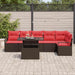 Tuin Sofa Set 7 st 6-Aantal zitplaatsen Bruin en Rood