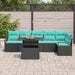 Tuin Sofa Set 7 st 6-Aantal zitplaatsen Zwart en Blauw
