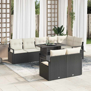 Tuin Sofa Set 9 st 8-Aantal zitplaatsen Zwart en Crème