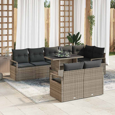 Tuin Sofa Set 9 st 8-Aantal zitplaatsen Grijs poly rattan