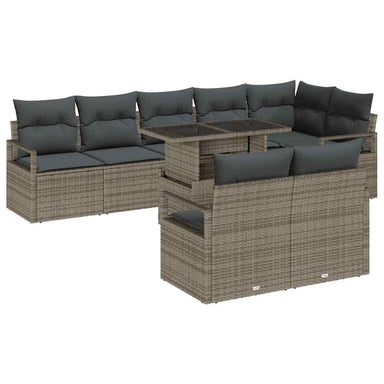 Tuin Sofa Set 9 st 8-Aantal zitplaatsen Grijs poly rattan