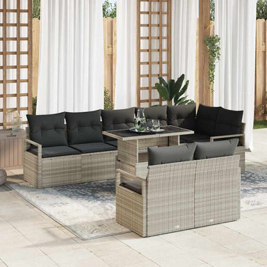 Tuin Sofa Set 9 st 8-Aantal zitplaatsen Lichtgrijs poly rattan