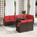 Tuin Sofa Set 9 st 8-Aantal zitplaatsen Bruin en Rood