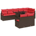 Tuin Sofa Set 9 st 8-Aantal zitplaatsen Bruin en Rood