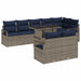 Tuin Sofa Set 9 st 8-Aantal zitplaatsen Grijs en Marineblauw