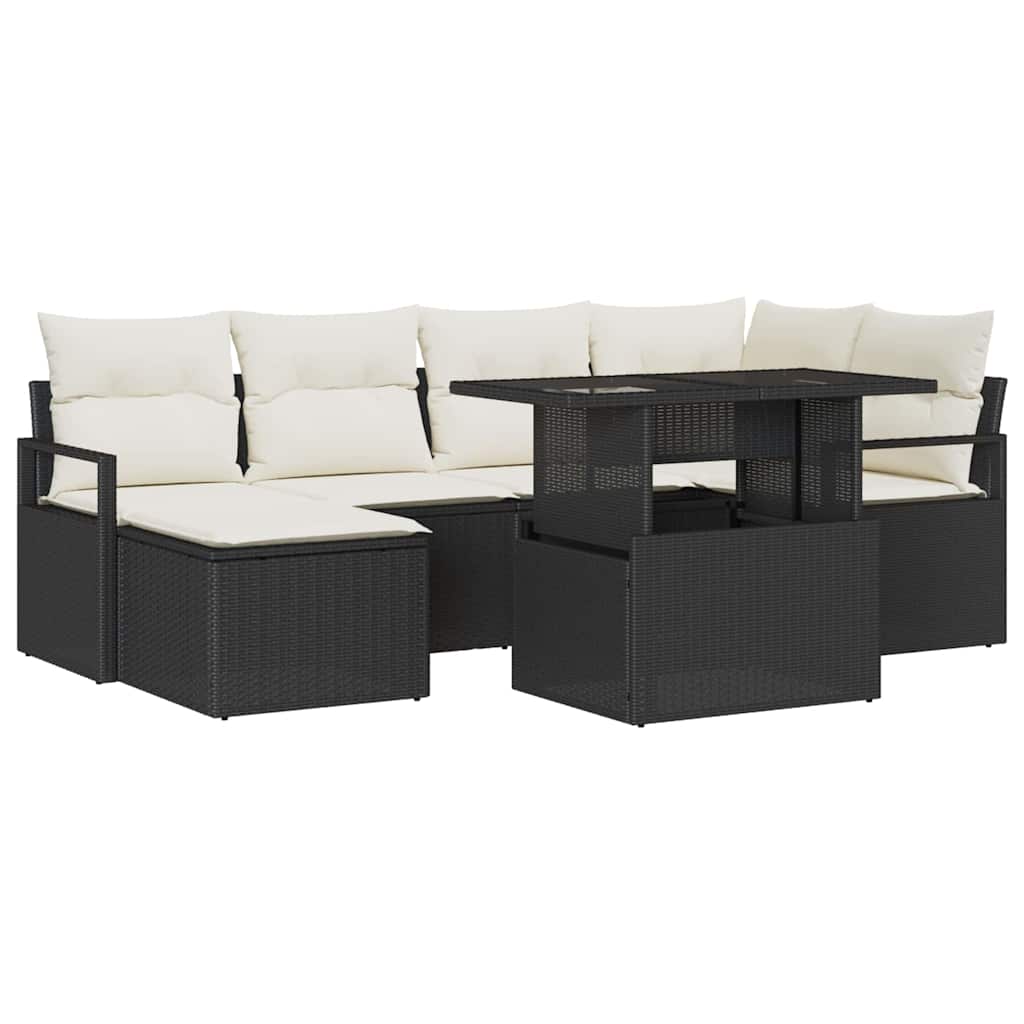 Tuin Sofa Set met kussen 7 pcs Zwart en crème