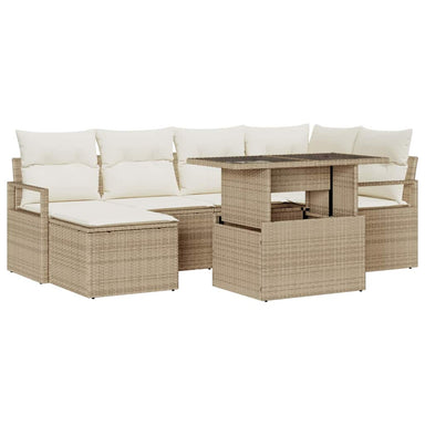 Tuin Sofa Set 7 st Beige en Crème poly rattan