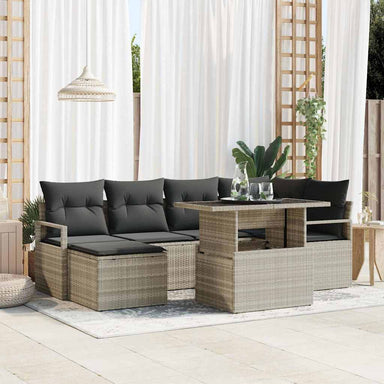Tuin Sofa Set 7 st Lichtgrijs poly rattan