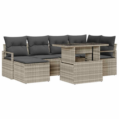 Tuin Sofa Set 7 st Lichtgrijs poly rattan
