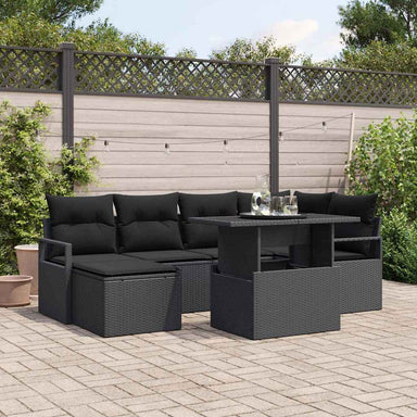 Tuin Sofa Set 7 st Zwart poly rattan
