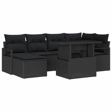 Tuin Sofa Set 7 st Zwart poly rattan
