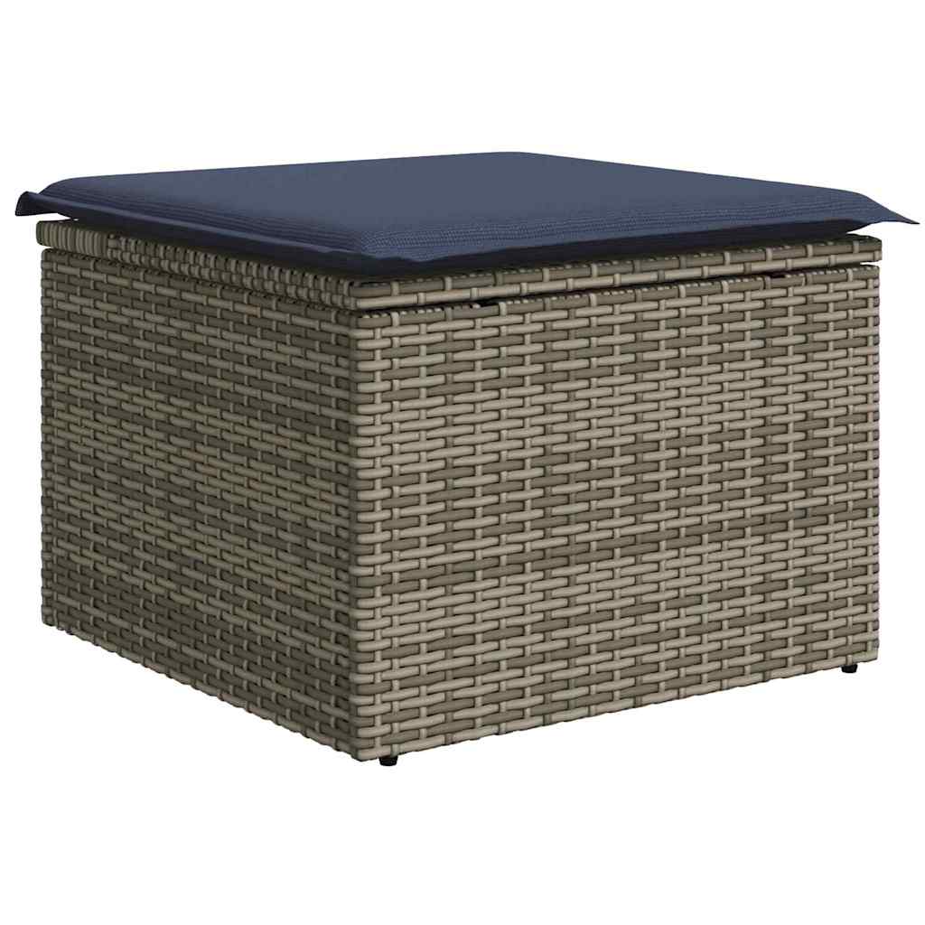 Tuin Sofa Set 7 st Grijs en Marineblauw Poly riet
