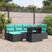 Tuin Sofa Set 7 st Zwart en Blauw Poly riet
