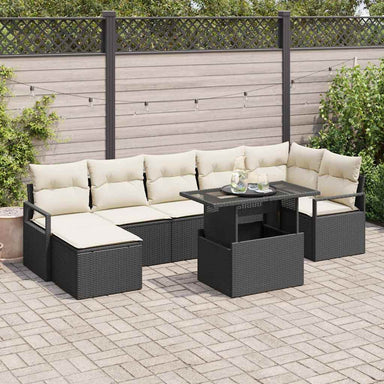 Tuin Sofa Set 8 st Zwart en Crème poly rattan