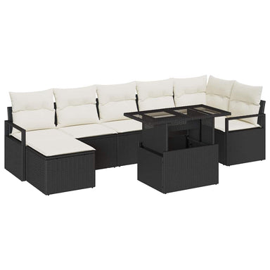 Tuin Sofa Set 8 st Zwart en Crème poly rattan