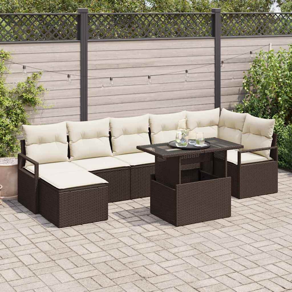 Tuin Sofa Set 8 st Bruin en Crème poly rattan