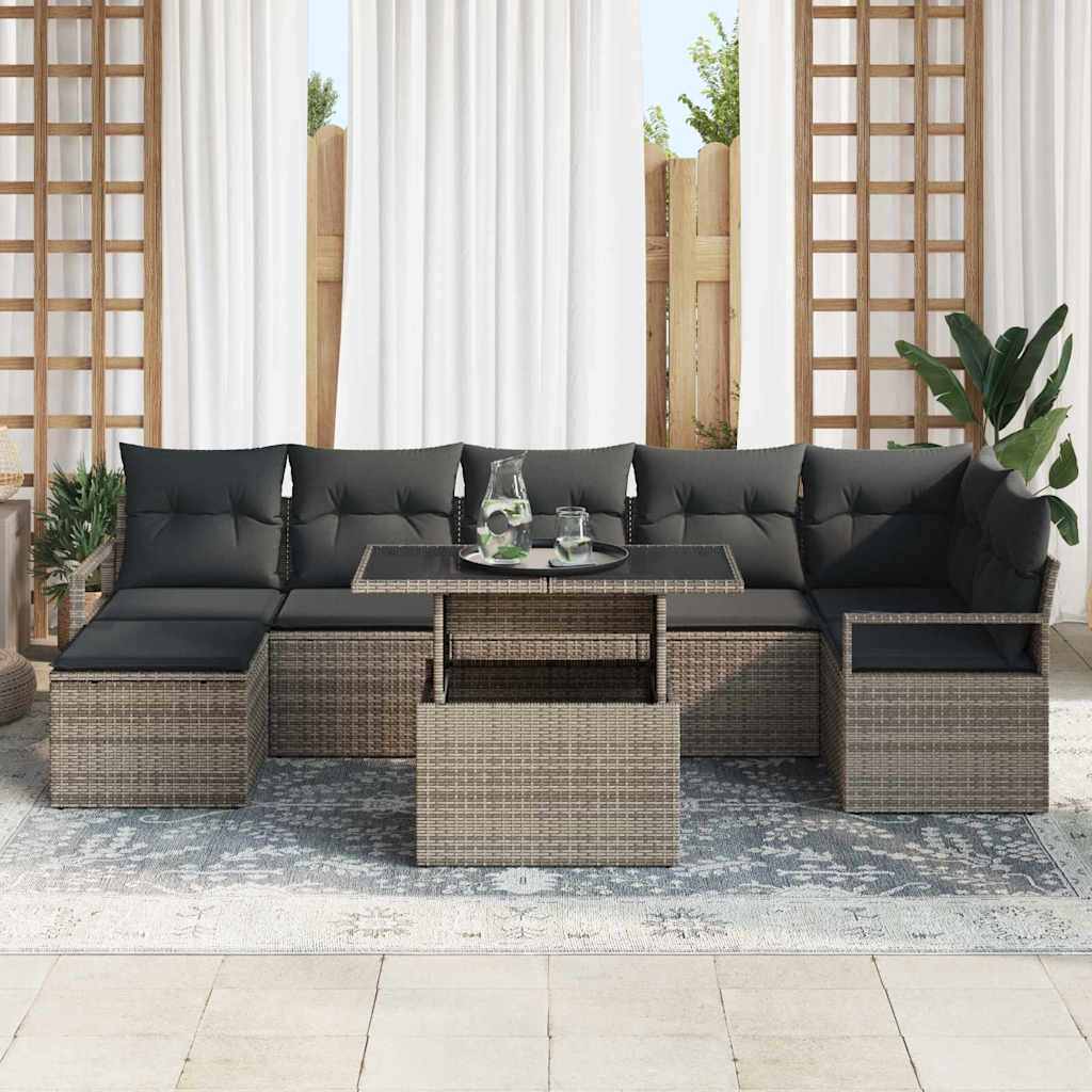 Tuin Sofa Set 8 st Grijs poly rattan