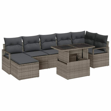 Tuin Sofa Set 8 st Grijs poly rattan
