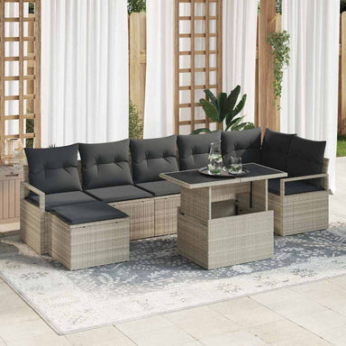 Tuin Sofa Set 8 st Lichtgrijs poly rattan