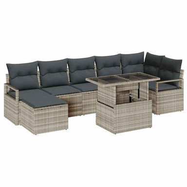 Tuin Sofa Set 8 st Lichtgrijs poly rattan