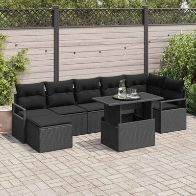 Tuin Sofa Set 8 st Zwart poly rattan