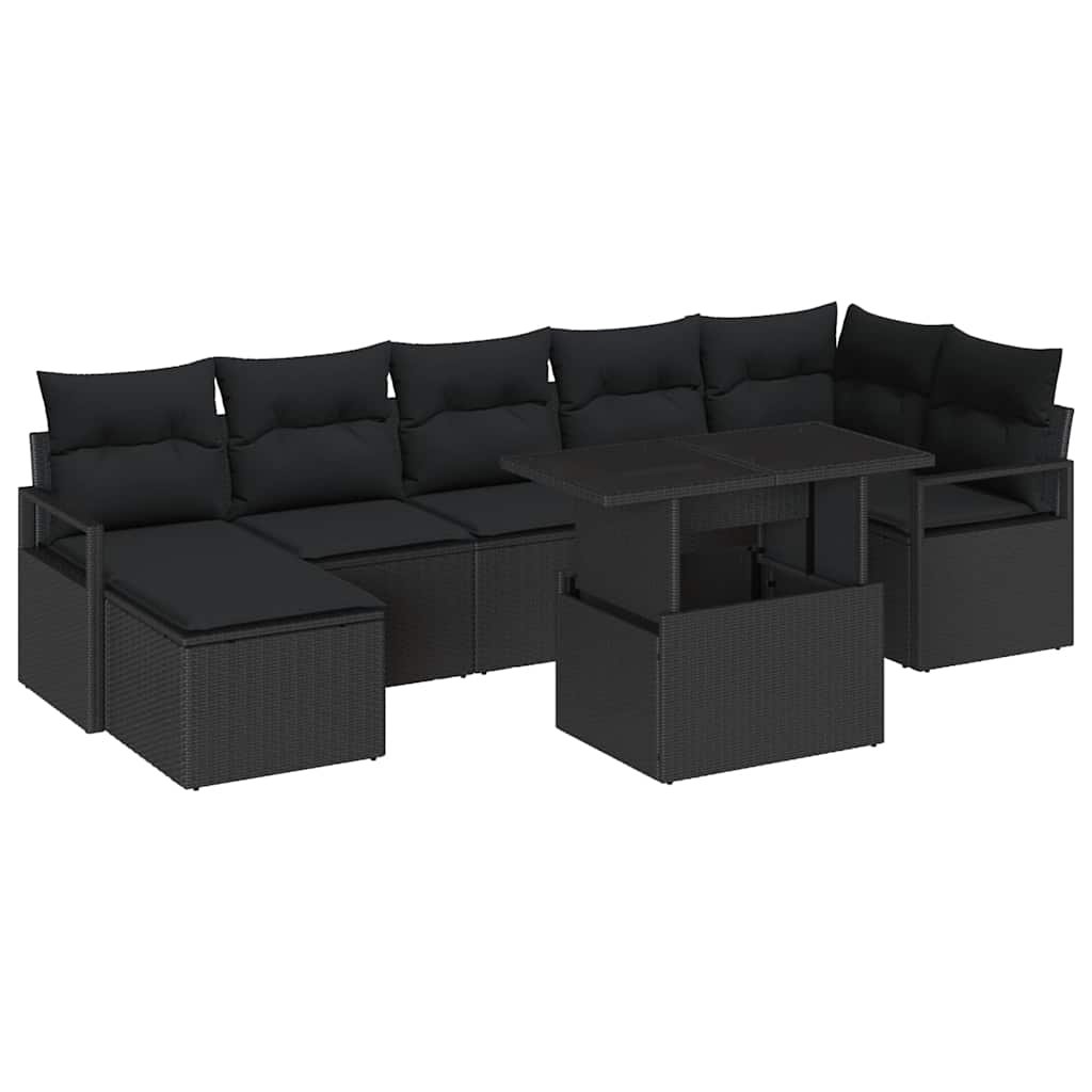 Tuin Sofa Set 8 st Zwart poly rattan