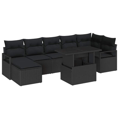 Tuin Sofa Set 8 st Zwart poly rattan