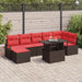 Tuin Sofa Set 8 st Bruin en Rood poly rattan