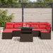 Tuin Sofa Set 8 st Bruin en Rood poly rattan