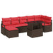 Tuin Sofa Set 8 st Bruin en Rood poly rattan