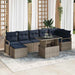 Tuin Sofa Set 8 st Grijs en Marineblauw poly rattan