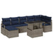 Tuin Sofa Set 8 st Grijs en Marineblauw poly rattan