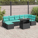 Tuin Sofa Set 8 st Zwart en Blauw poly rattan