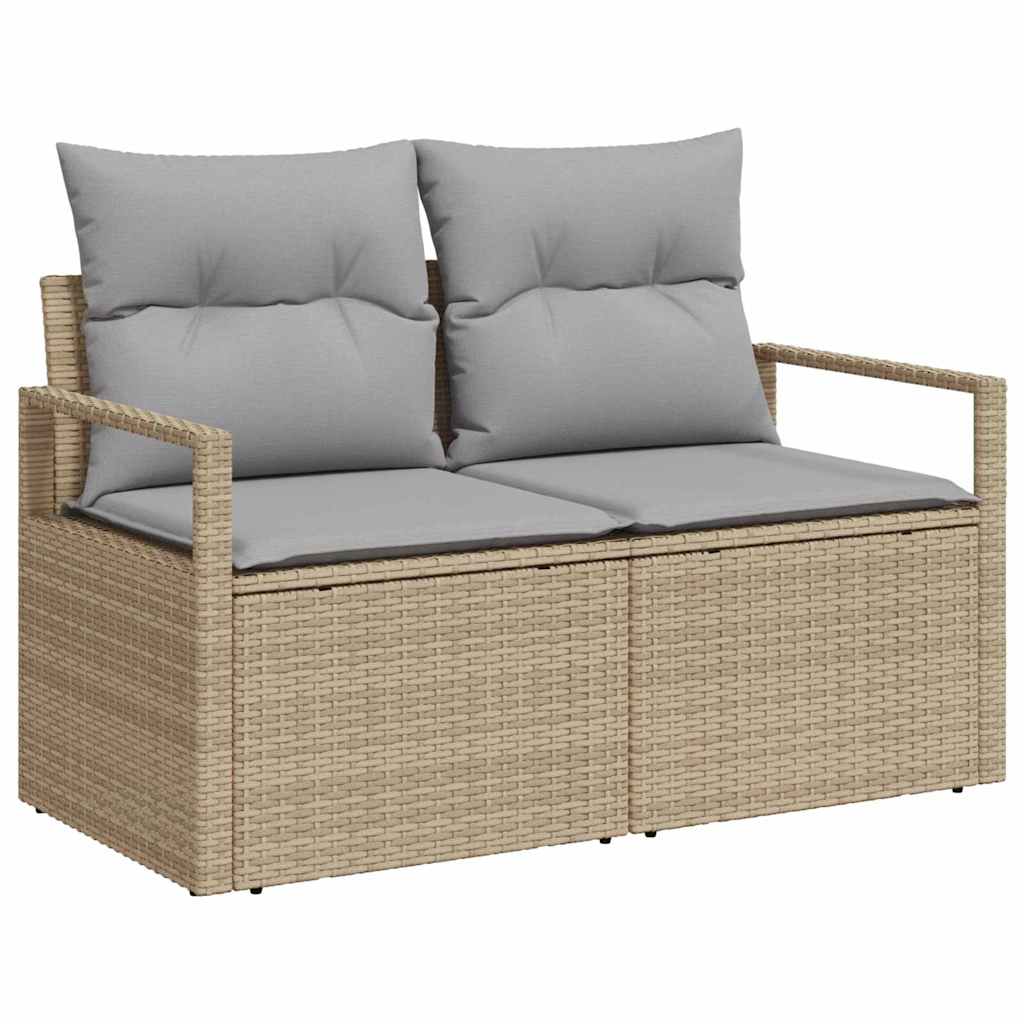 Tuin Sofa Set 9 st Beige en Licht Grijs poly rattan