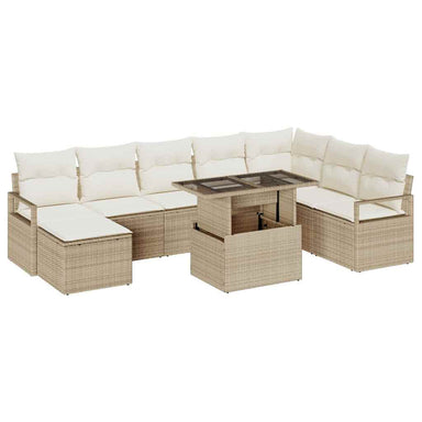 Tuin Sofa Set 9 st Beige en Crème poly rattan