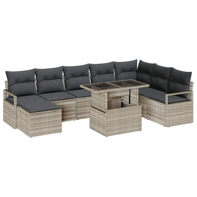 Tuin Sofa Set 9 st Lichtgrijs poly rattan