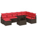 Tuin Sofa Set 9 st Bruin en Rood poly rattan
