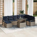 Tuin Sofa Set 9 st Grijs en Marineblauw poly rattan