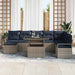 Tuin Sofa Set 9 st Grijs en Marineblauw poly rattan