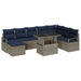 Tuin Sofa Set 9 st Grijs en Marineblauw poly rattan