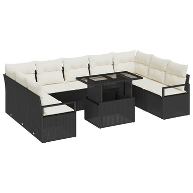 Tuin Sofa Set 10 st 9-Aantal zitplaatsen Zwart en Crème
