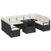 Tuin Sofa Set 10 st 9-Aantal zitplaatsen Zwart en Crème