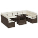 Tuin Sofa Set 10 st 9-Aantal zitplaatsen Bruin en Crème