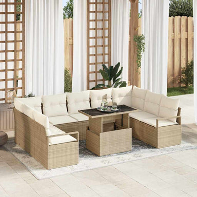 Tuin Sofa Set 10 st 9-Aantal zitplaatsen Beige en Crème