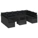 Tuin Sofa Set 10 st 9-Aantal zitplaatsen Zwart poly rattan