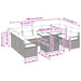 Tuin Sofa Set 10 st 9-Aantal zitplaatsen Bruin en Rood
