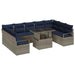 Tuin Sofa Set 10 st 9-Aantal zitplaatsen Grijs en Marineblauw
