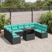 Tuin Sofa Set 10 st 9-Aantal zitplaatsen Zwart en Blauw